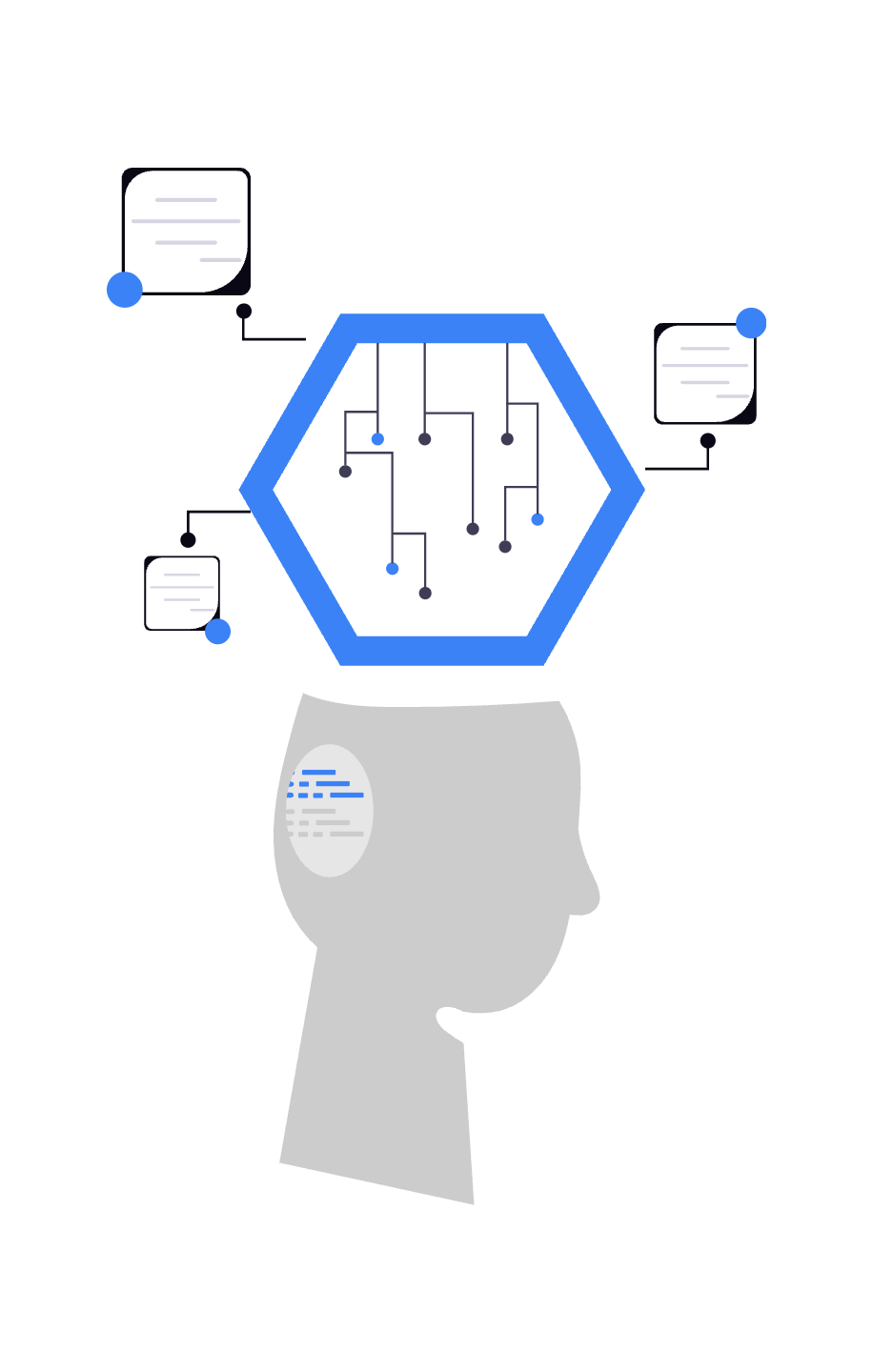 AI knowledge base and artificial intelligence illustration